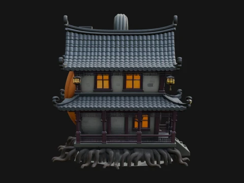 Haunted Pumpkin House Model Design 7 - 3D Print Model Model do druku 3D