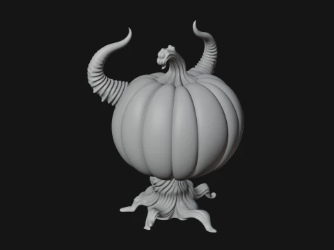 Horned Demon Pumpkin Statue Design 4 - 3D Print Model 3D Print Model
