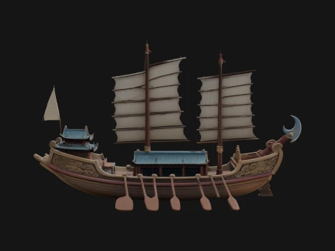 Chinese Junk Ship Model Design 40 - 3D Print Model Modèles 3D en vedette