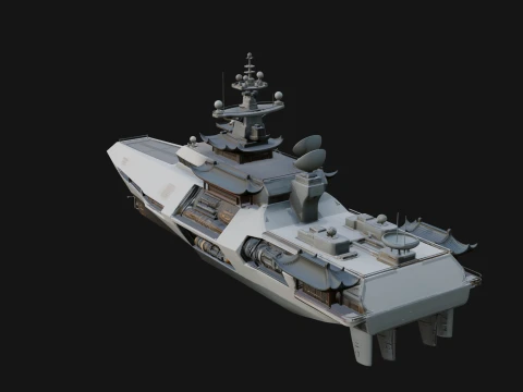 Sci Fi Warship Model Design 23 - 3D Print Model Modello di stampa 3D