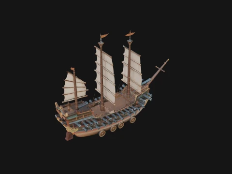 Conception de modèle de jonque chinoise 43 - Modèle d'impression 3D Modèles 3D en vedette