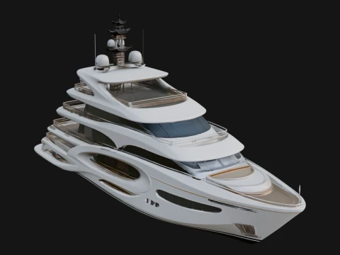 Conception de modèle de yacht à moteur 42 - Modèle d'impression 3D Modèles 3D en vedette