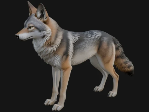 Grauer Wolf Tierstatue Design 1 &ndash; 3D-Druckmodell 3D Druckmodell
