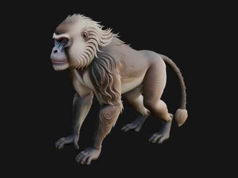 Baboon Statue Design 1 - 3D Print Model Model Cetak 3D