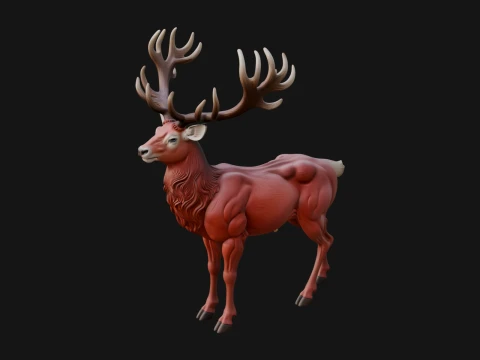 Stag Deer Statue Design 1 - 3D Print Model 3Dプリントモデル