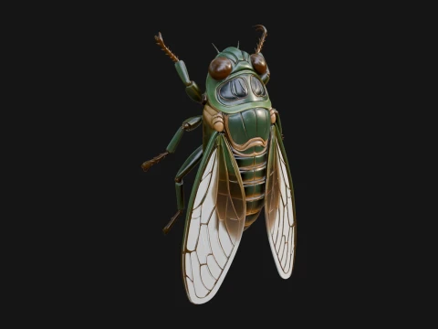 Cicada Statue Design 1 - 3D Print Model 3Dプリントモデル