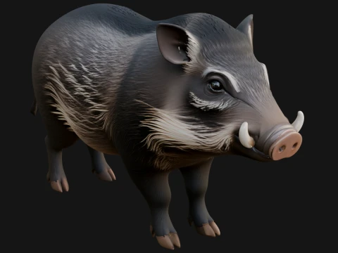 Wild Boar Statue Design 2 - 3D Print Model 3D Druckmodell