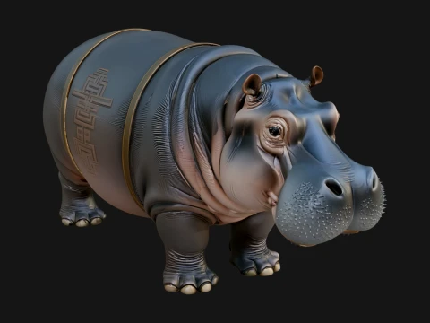 Hippopotamus Statue Design 1 - 3D Print Model Model do druku 3D