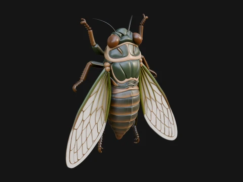 Cicada Statue Design 2 - 3D Print Model 3D 打印模型