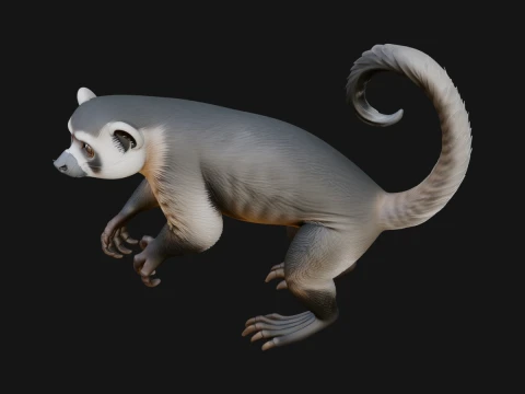 Ring Tailed Lemur Statue Design 1 - 3D Print Model Model Cetak 3D