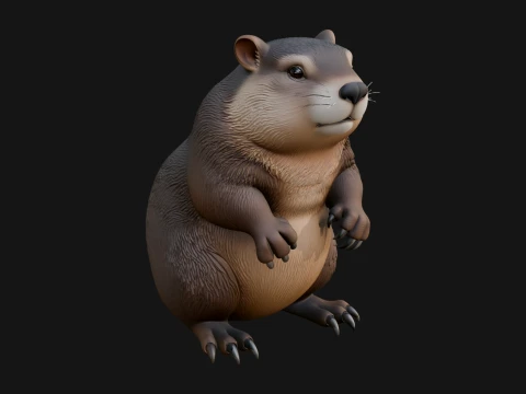 Marmot Statue Design 1 - 3D Print Model Modelo de Impressão 3D