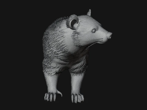 Spotted Hyena Statue Design 1 - 3D Print Model 3D Print Model