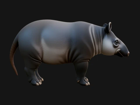 Lowland Tapir Statue Design 1 - 3D Print Model 3D Print Model