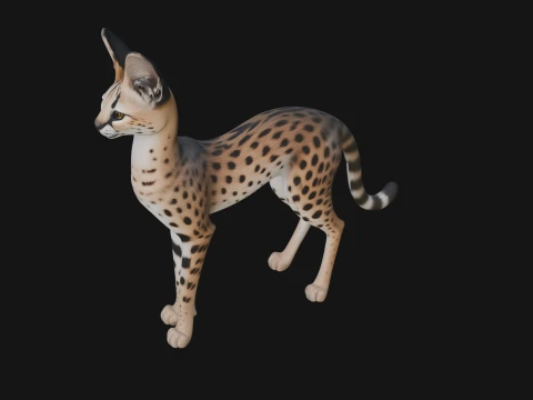 Serval Cat Statue Design 2 - 3D Print Model 3D 프린트 모델