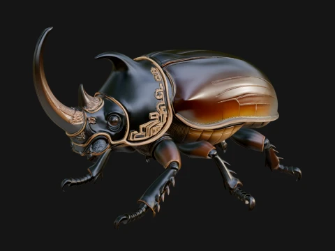 Beetle Statue Design 3 - 3D Print Model 3D 打印模型
