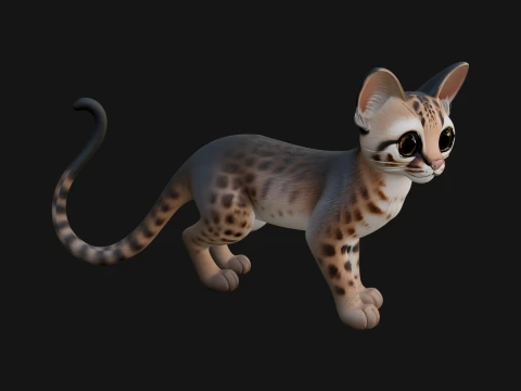 Ocelot Cat Statue Design 1 - 3D Print Model 3D 프린트 모델