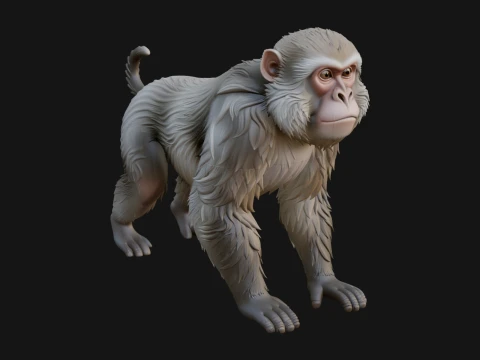 Monkey Statue Design 2 - 3D Print Model Model Cetak 3D