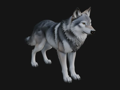 Gray Wolf Animal Statue Design 2 - 3D Print Model 3D Print Model