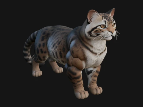 Ocelot Cat Statue Design 2 - 3D Print Model 3D 프린트 모델
