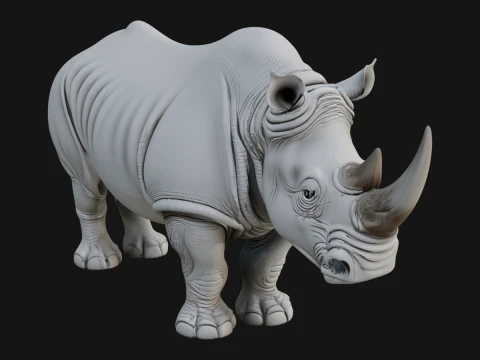 Rhinoceros Statue Design 1 - 3D Print Model Model do druku 3D