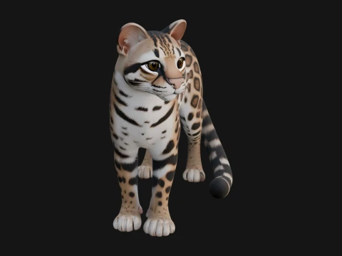 Ocelot Cat Statue Design 3 - 3D Print Model 3D 프린트 모델