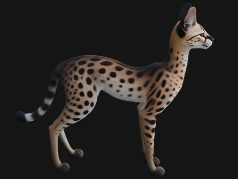 Serval Cat Statue Design 3 - 3D Print Model 3D 프린트 모델