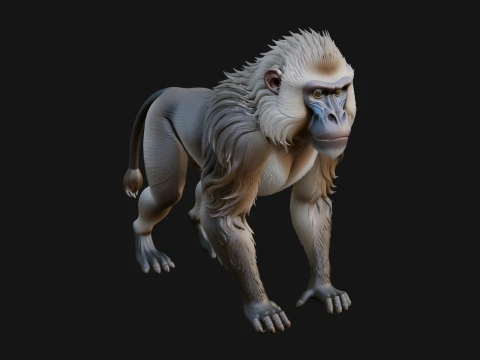 Baboon Statue Design 2 - 3D Print Model Model Cetak 3D