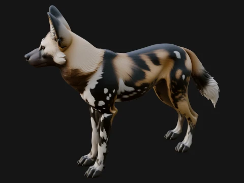 African Wild Dog Statue Design 1 - 3D Print Model 3D Print Model