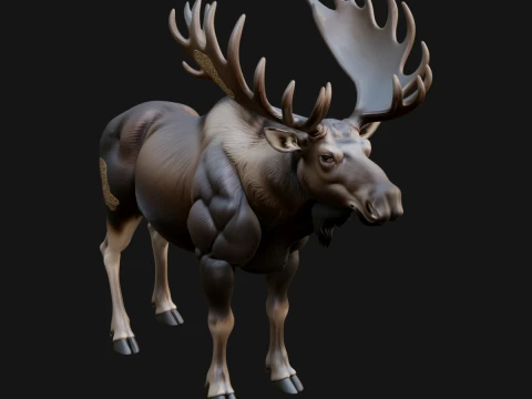 Bull Moose Statue Design 1 - 3D Print Model 3D Print Model
