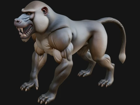 Baboon Statue Design 3 - 3D Print Model 3D Print Model