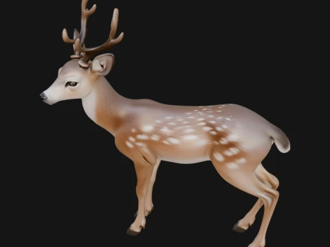 Stag Deer Statue Design 3 - 3D Print Model 3D Print Model