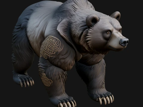 Brown Bear Statue Design 1 - 3D Print Model 3D Print Model