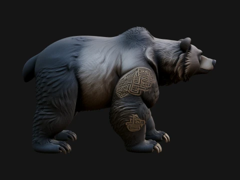 Brown Bear Statue Design 1 - 3D Print Model Model do druku 3D