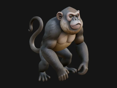 Monkey Statue Design 5 - 3D Print Model Model Cetak 3D