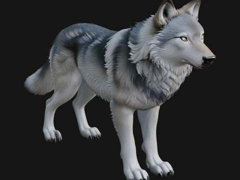 Gray Wolf Animal Statue Design 3 - 3D Print Model 3D Print Model
