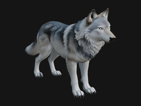 Gray Wolf Animal Statue Design 3 - 3D Print Model 3D Print Model