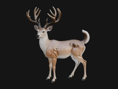 Stag Deer Statue Design 4 - 3D Print Model 3Dプリントモデル