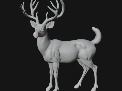 Stag Deer Statue Design 4 - 3D Print Model 3D Print Model