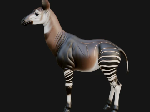 Okapi Forest Giraffe Statue Design 1 - 3D Print Model 3D Print Model