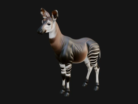 Okapi Forest Giraffe Statue Design 1 - 3D Print Model 3D Print Model
