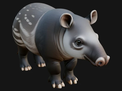 Lowland Tapir Statue Design 3 - 3D Print Model 3D Print Model