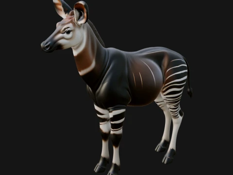 Okapi Forest Giraffe Statue Design 2 - 3D Print Model 3D Print Model