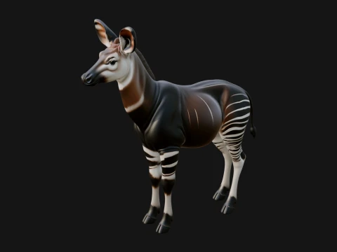 Okapi Forest Giraffe Statue Design 2 - 3D Print Model 3D Print Model