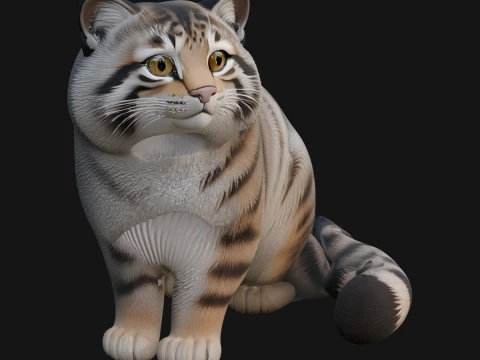 Pallas Cat Statue Design 1 - 3D Print Model 3D Print Model