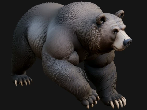 Brown Bear Statue Design 2 - 3D Print Model 3D Print Model