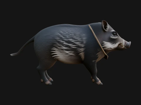 Wild Boar Statue Design 3 - 3D Print Model 3D Print Model