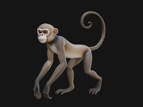 Monkey Statue Design 9 - 3D Print Model 3D 프린트 모델