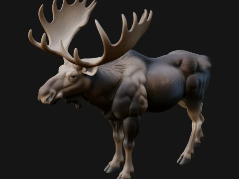 Bull Moose Statue Design 2 - 3D Print Model 3D Print Model