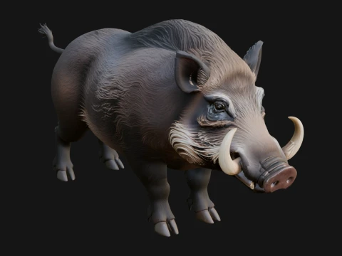 Wild Boar Statue Design 4 - 3D Print Model 3D Print Model