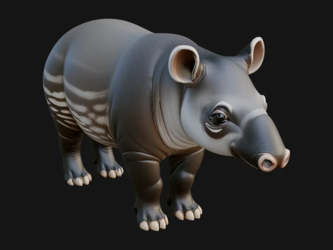Lowland Tapir Statue Design 4 - 3D Print Model 3D Print Model